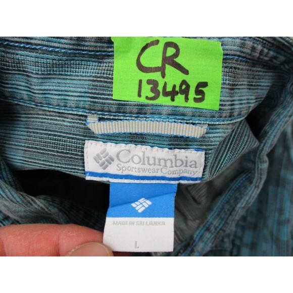 Columbia Shirt Men Large Blue Floral All Over Print Hawaiian Cotton Button Up - Picture 11 of 11